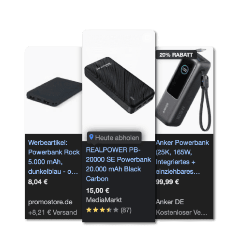Powerbank, tragbare Akkus, 20000 mAh, schwarz, ideal für unterwegs.