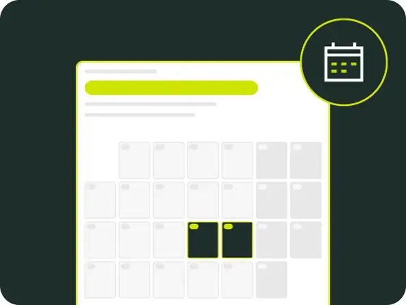 Kalender-Icon auf digitaler Plattform, symbolisiert Terminplanung und Organisation.