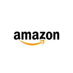 Amazon-Logo mit Slogan auf schwarzem Hintergrund.