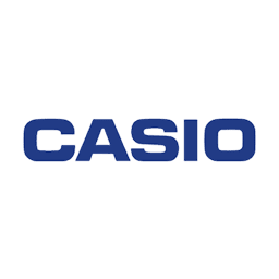 Casio Firmenlogo in Blau auf weißem Hintergrund.