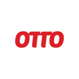 Otto Logo auf rotem Hintergrund, das die Marke Otto repräsentiert.