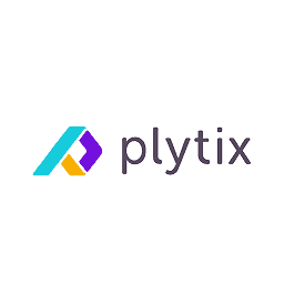 Innovatives Logo von Plytix mit blauen, grünen und gelben Elementen auf weißem Hintergrund.