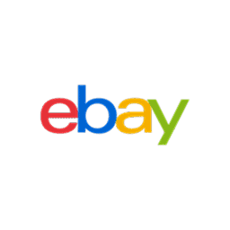 Logo eBay sur fond brun.