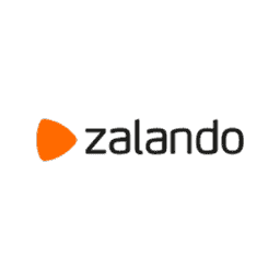 Logo Zalando en orange et noir sur fond noir.