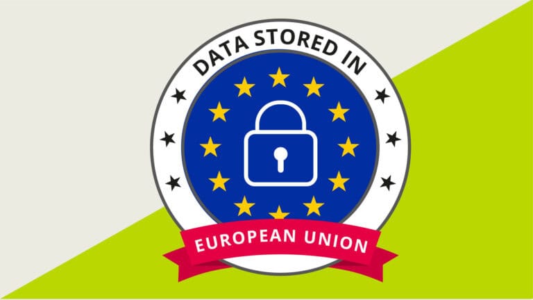 Datenschutz- und Sicherheitslogo der Europäischen Union, mit Vorhängeschloss und EU-Sternen.