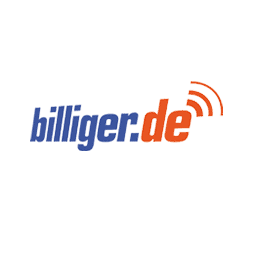 Hauptbild des billigen.de Logos mit blauer und oranger Schrift.