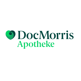 Logo der DocMorris Apotheke mit grünem Symbol und Schriftzug.