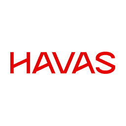 Havas Logo auf schwarzem Hintergrund, modernes Design, Unternehmensbranding.