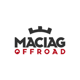 Maciag offroad Logo in Schwarz und Rot auf transparentem Hintergrund