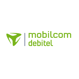 Mobilcom Debitel Logo in Grün auf transparentem Hintergrund, klar und professionell.